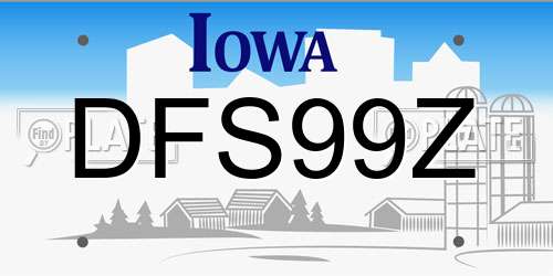 DFS99Z Iowa License Plate