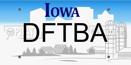 DFTBA Iowa License Plate
