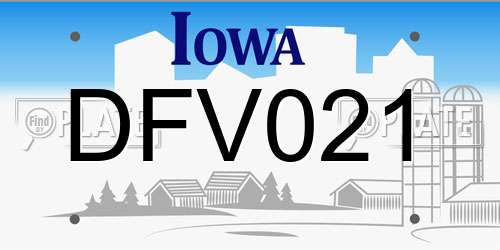 DFV021 Iowa License Plate