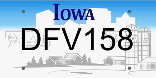 DFV158 Iowa License Plate