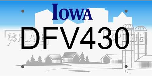 DFV430 Iowa License Plate
