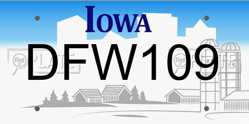 DFW109 Iowa License Plate