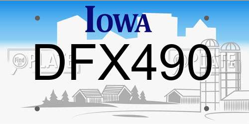 DFX490 Iowa License Plate