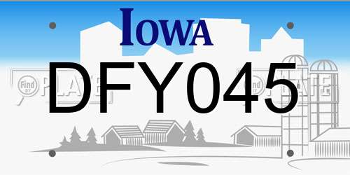 DFY045 Iowa License Plate
