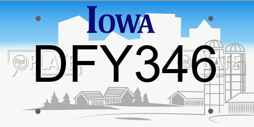 DFY346 Iowa License Plate