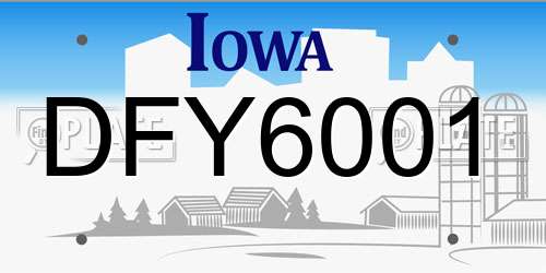 DFY6001 Iowa License Plate
