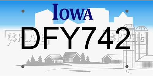 DFY742 Iowa License Plate