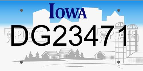 DG23471 Iowa License Plate