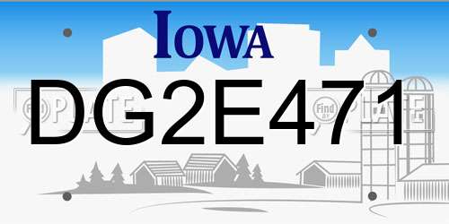 DG2E471 Iowa License Plate