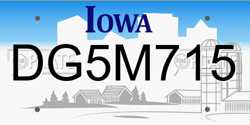 DG5M715 Iowa License Plate