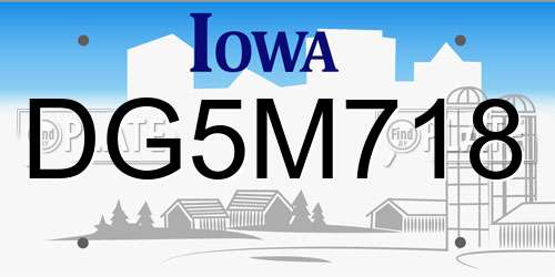 DG5M718 Iowa License Plate