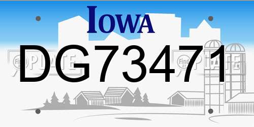DG73471 Iowa License Plate