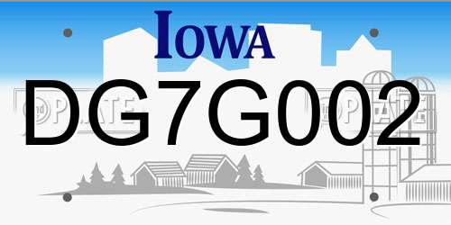 DG7G002 Iowa License Plate