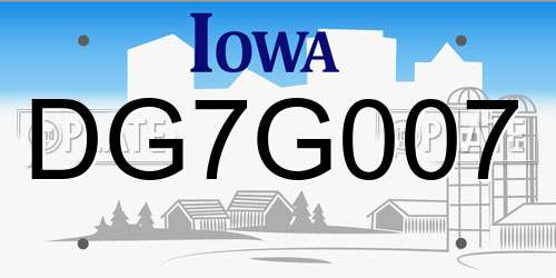 DG7G007 Iowa License Plate