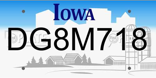 DG8M718 Iowa License Plate