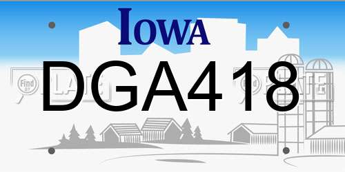 DGA418 Iowa License Plate