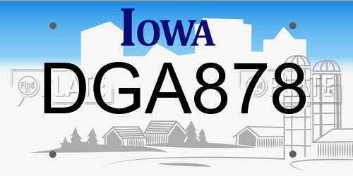 DGA878 Iowa License Plate