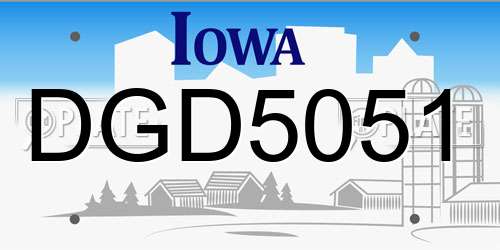 DGD5051 Iowa License Plate