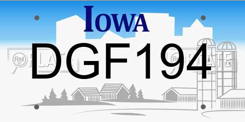 DGF194 Iowa License Plate