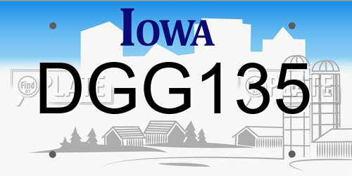 DGG135 Iowa License Plate
