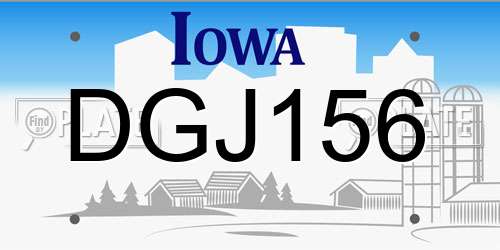 DGJ156 Iowa License Plate