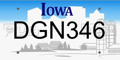 DGN346 Iowa License Plate