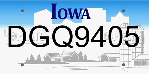 DGQ9405 Iowa License Plate