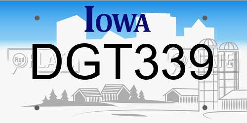 DGT339 Iowa License Plate