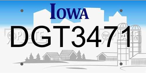 DGT3471 Iowa License Plate