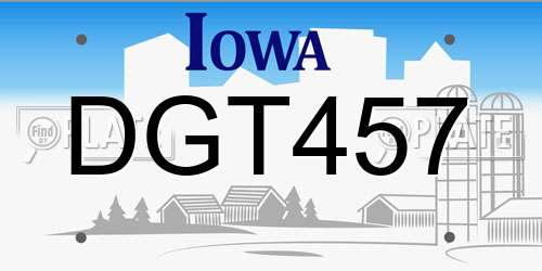 DGT457 Iowa License Plate
