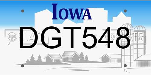 DGT548 Iowa License Plate