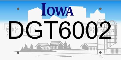 DGT6002 Iowa License Plate