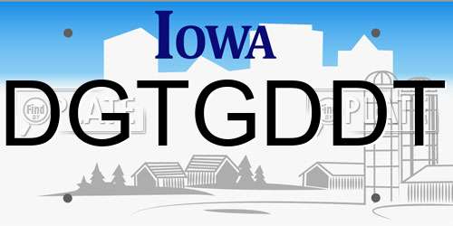 DGTGDDT Iowa License Plate