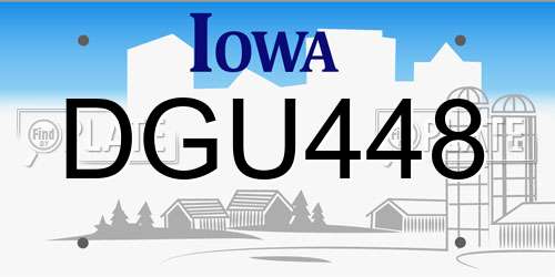 DGU448 Iowa License Plate