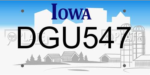 DGU547 Iowa License Plate