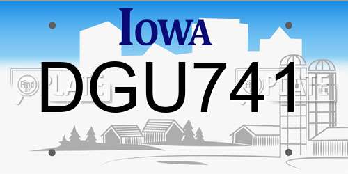DGU741 Iowa License Plate