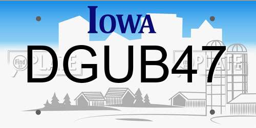 DGUB47 Iowa License Plate