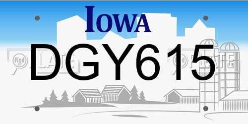 DGY615 Iowa License Plate