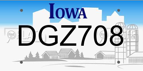 DGZ708 Iowa License Plate