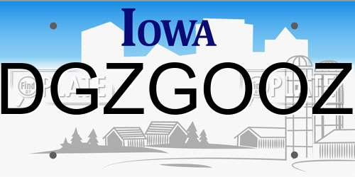 DGZGOOZ Iowa License Plate