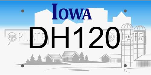 DH120 Iowa License Plate