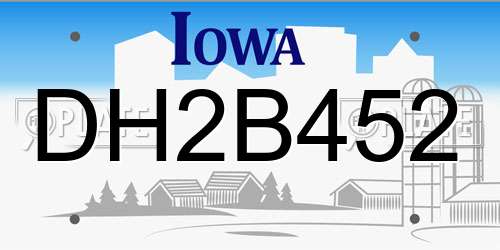 DH2B452 Iowa License Plate