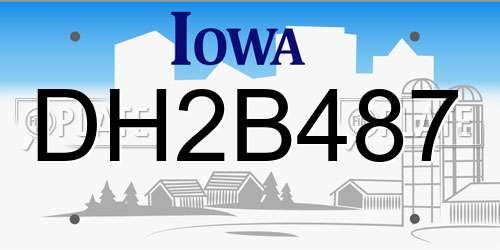 DH2B487 Iowa License Plate