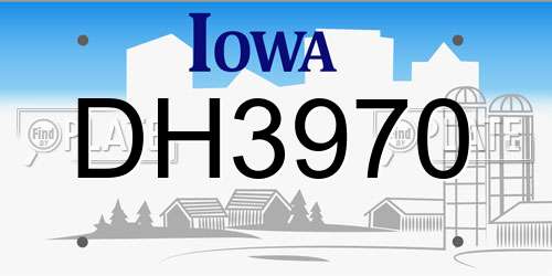 DH3970 Iowa License Plate