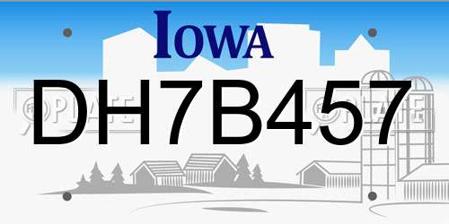 DH7B457 Iowa License Plate