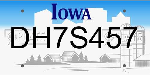 DH7S457 Iowa License Plate