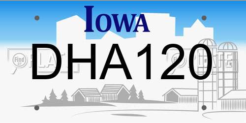 DHA120 Iowa License Plate