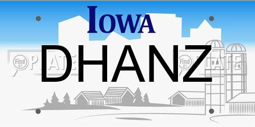 DHANZ Iowa License Plate