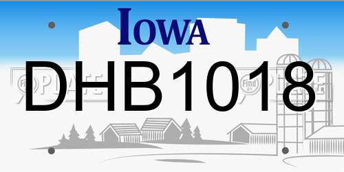 DHB1018 Iowa License Plate