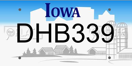 DHB339 Iowa License Plate